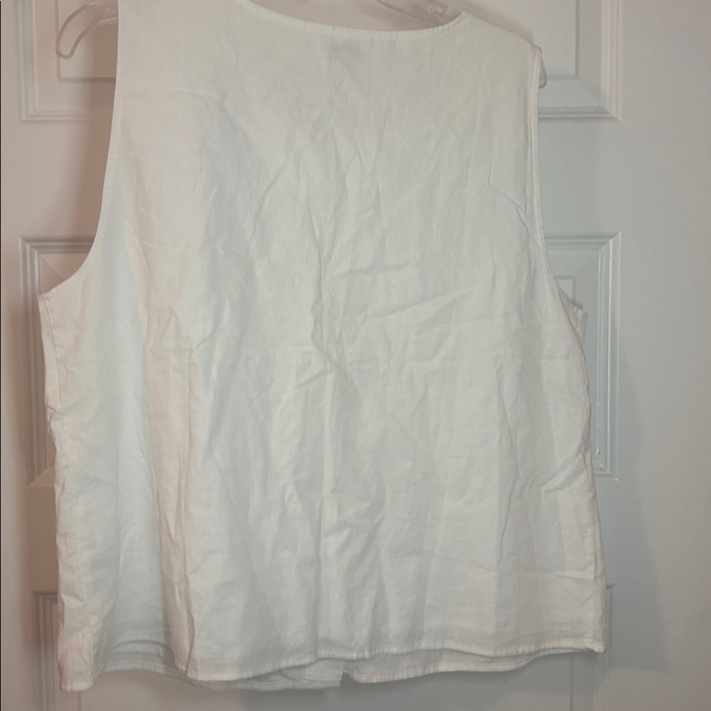 J. Crew White Sleeveless Linen-blend button-front shell SZ XL casual preppy NWT - Picture 2 of 12
